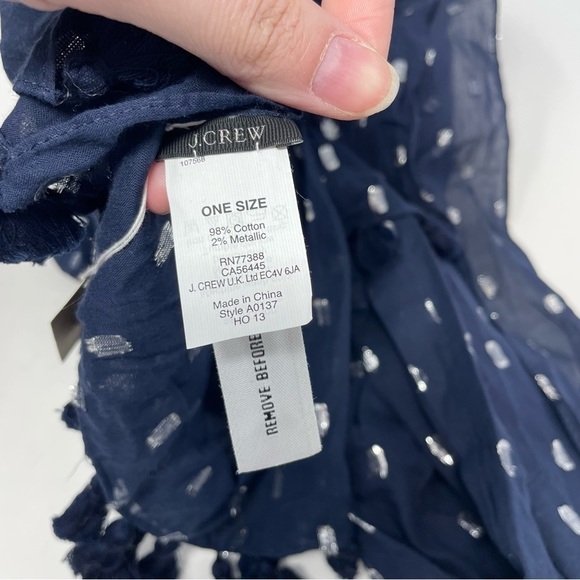 J. Crew NWT Navy Blue Lightweight Linen Cotton Scarves - Picture 7 of 11